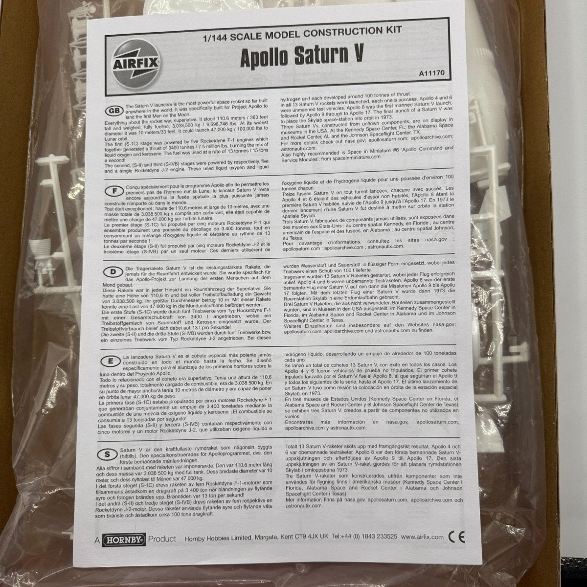 Airfix 1:144 Saturn Apollo V Rocket Model Kit Sealed Contents A11170 - Airfix