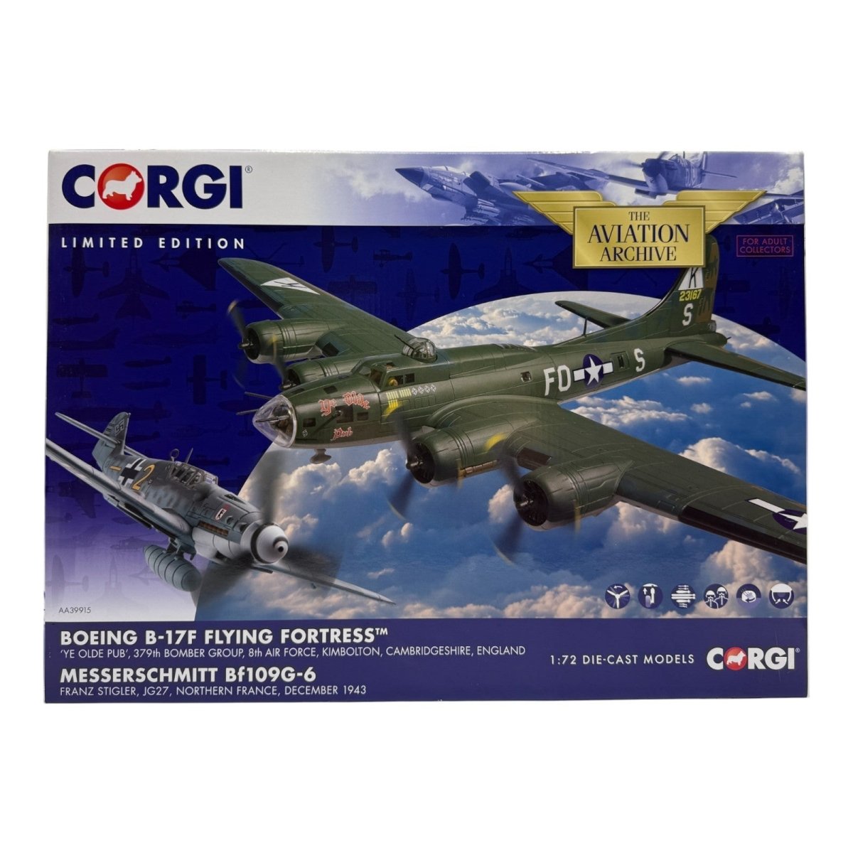Corgi 1:72 AA39915 B - 17 Flying Fortress "Ye Olde Pub" & BF109G - 6 Franz Stigler - Corgi