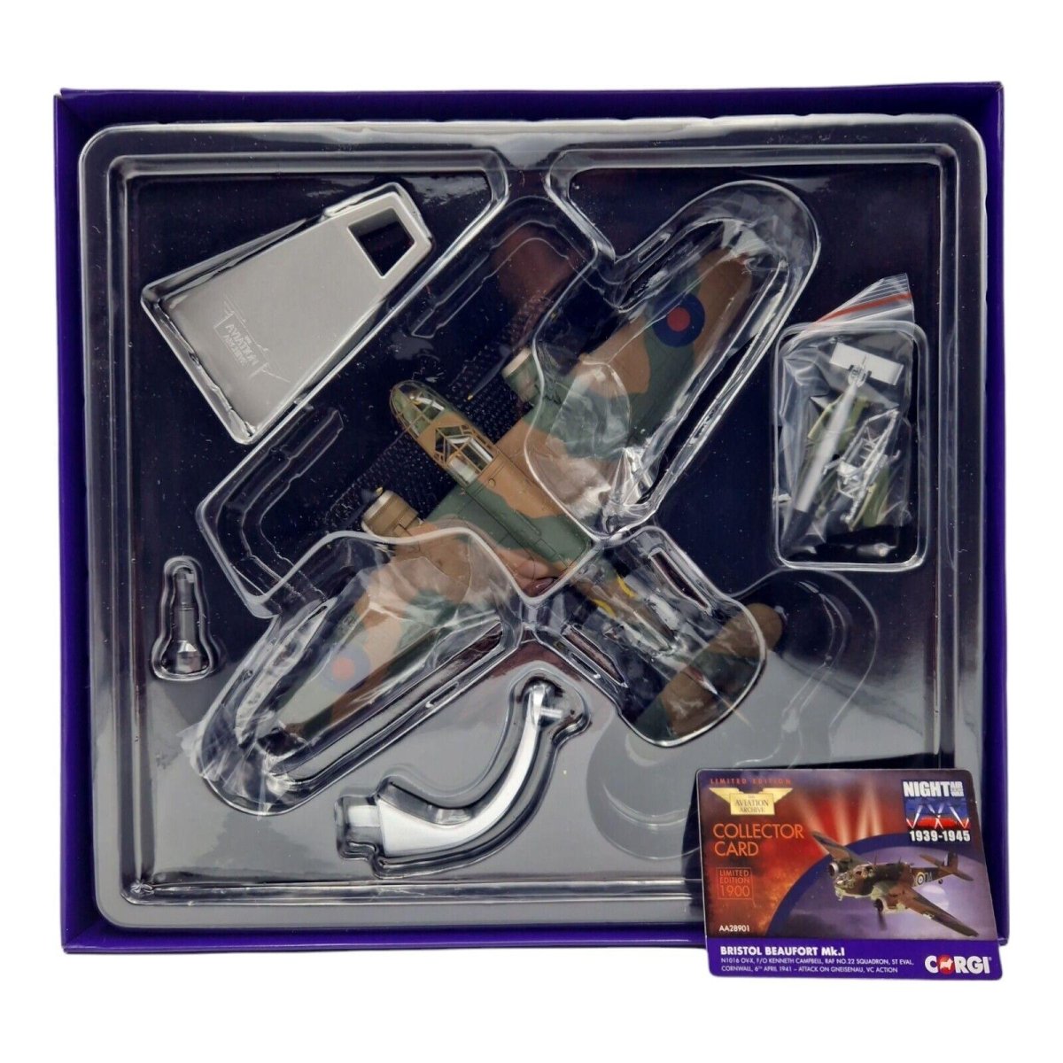 Corgi Aviation Archive 1:72 Bristol Beaufort 22 Sqn Raf F/O K Campbell VC 1941 AA28901 - Corgi