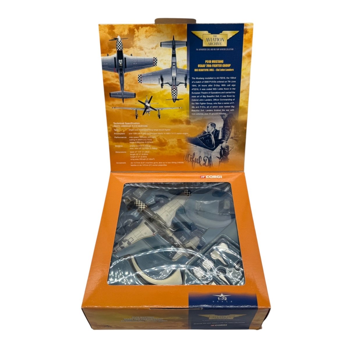 Corgi 49301 1:72 North American P-51D Mustang USAAF 84th FS WZ-I Big Beautiful Doll John Landers RAF Duxford 1945 - Corgi