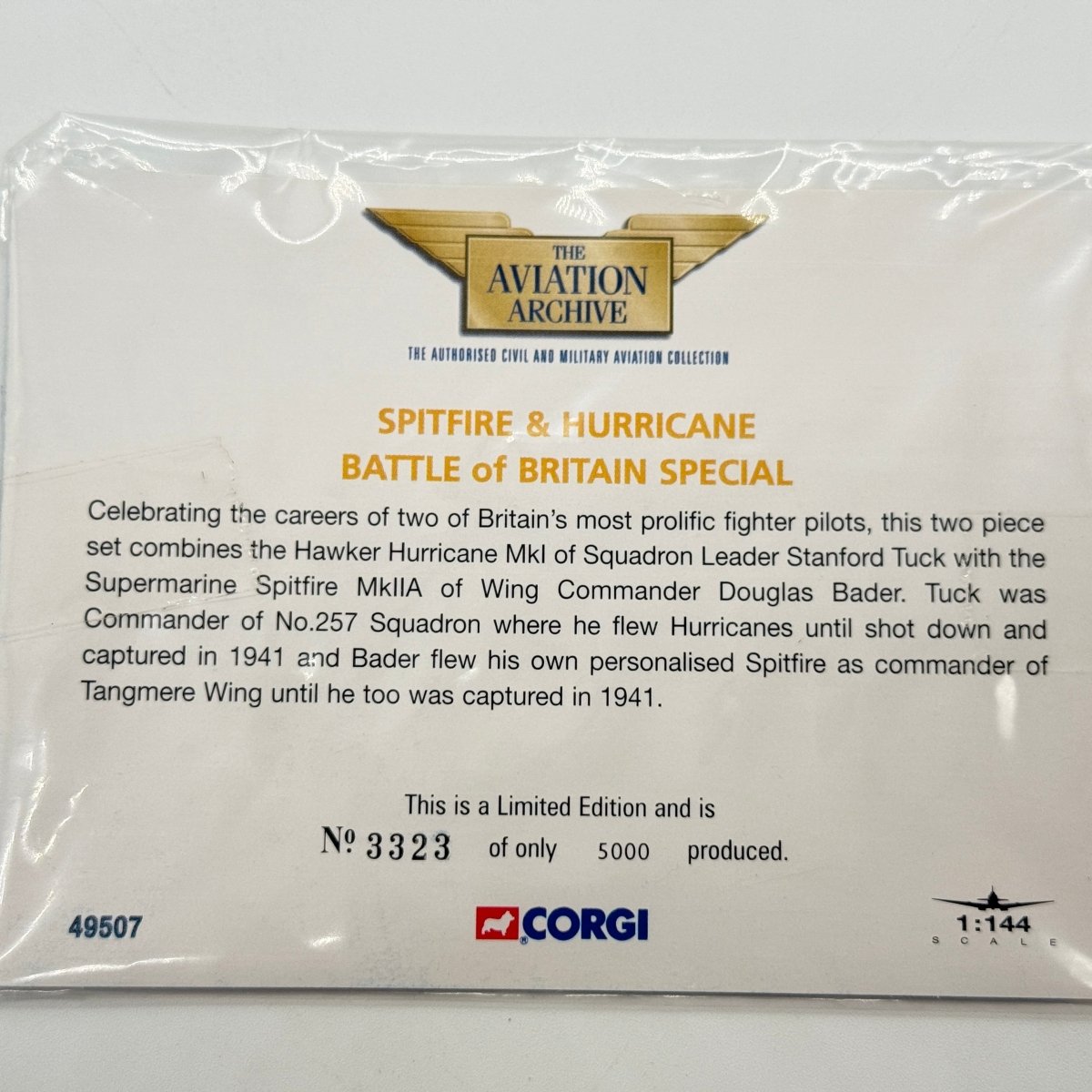 Corgi 49507 1:144 Battle of Britain Commemorative Set Spitfire P7966 Douglas Bader and Hurricane V6555 Stanford Tuck - Corgi