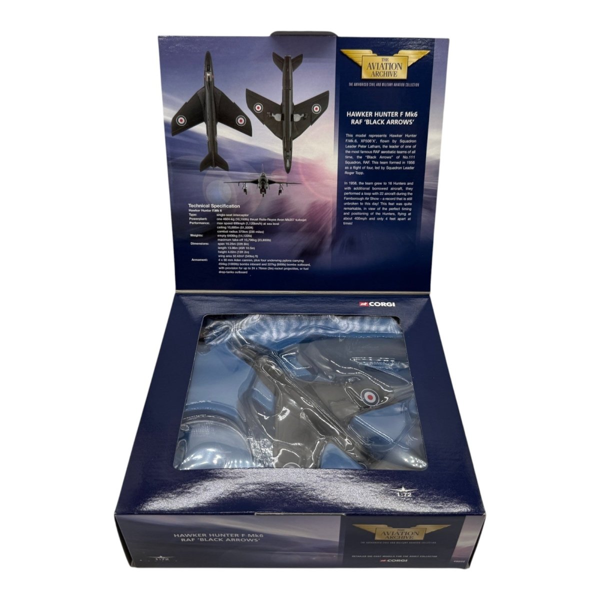 Corgi 49802 1:72 Hawker Hunter F.Mk 6 XF506 RAF No.111 Sqn Black Arrows *ISSUES* - Corgi