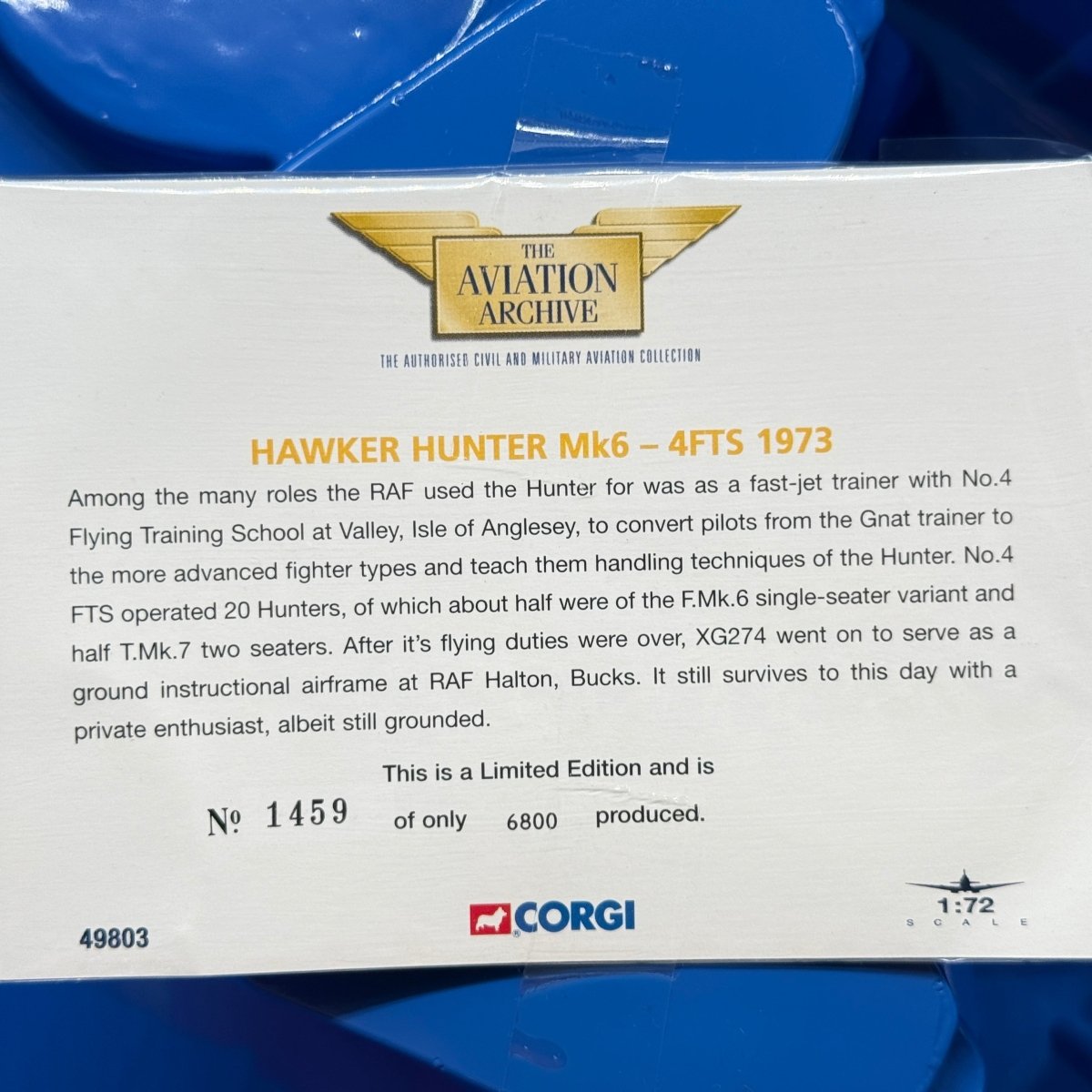 Corgi 49803 1:72 Hawker Hunter F.Mk 6 XG274 No.4 FTS RAF Valley *Issues* - Corgi