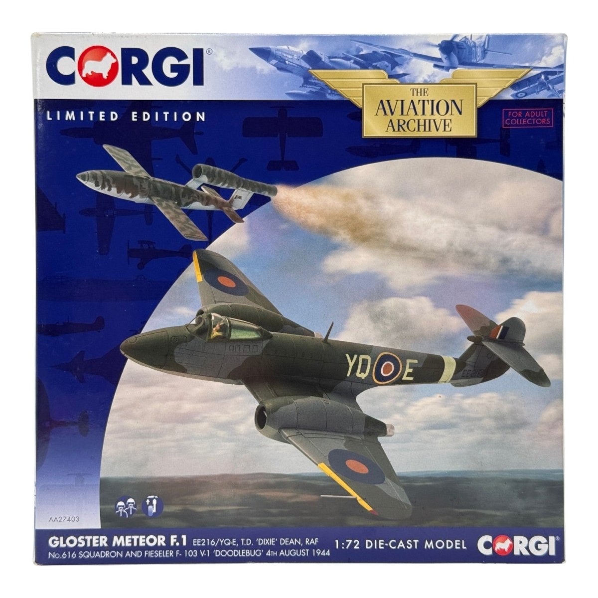 Corgi AA27403 1:72 Gloster Meteor F.Mk 1 RAF No.616 Sqn Dixie Dean 1944 - Corgi