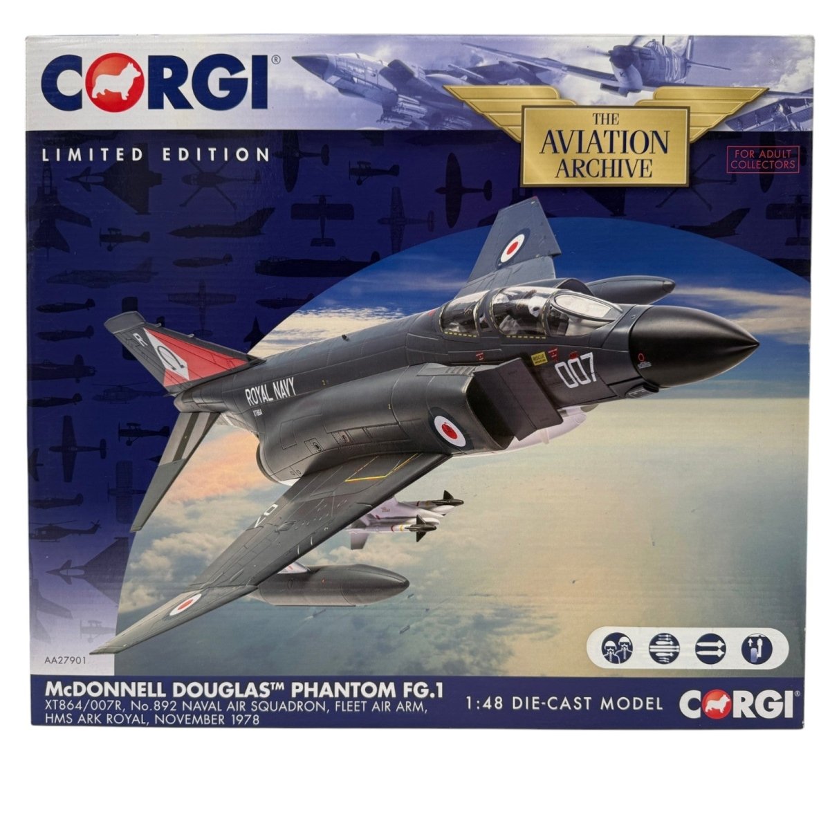 Corgi AA27901 1:48 McDonnell Douglas Phantom FG.1 XT864 892 NAS Ark Royal 1978 - Corgi