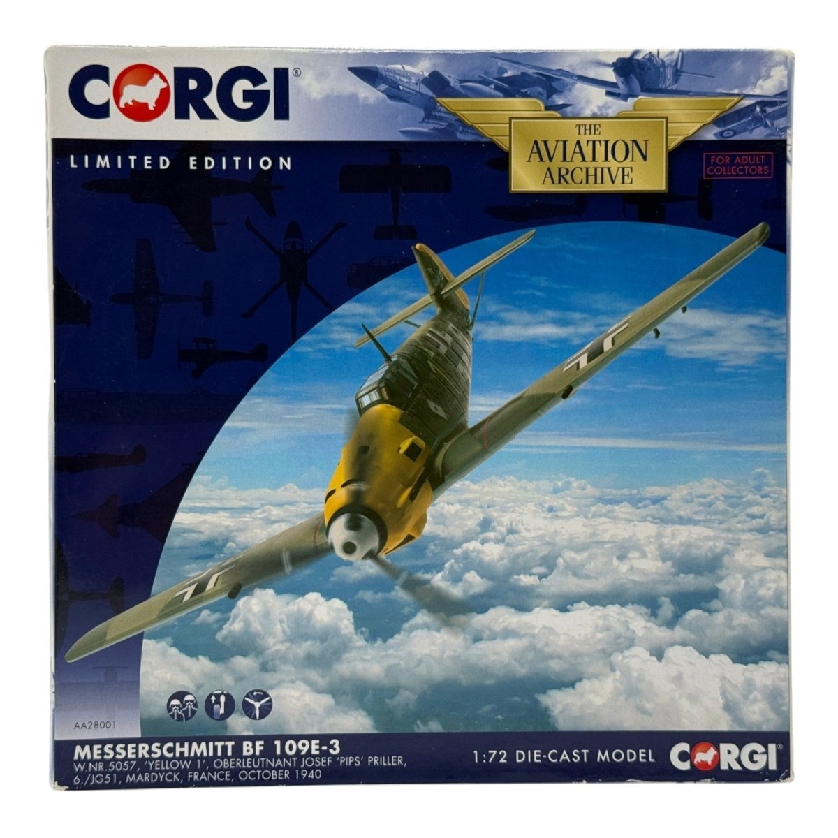 Corgi AA28001 1:72 Messerschmitt Bf 109E Luftwaffe 6./JG 51 Yellow 1 Josef Priller France 1940 - Corgi