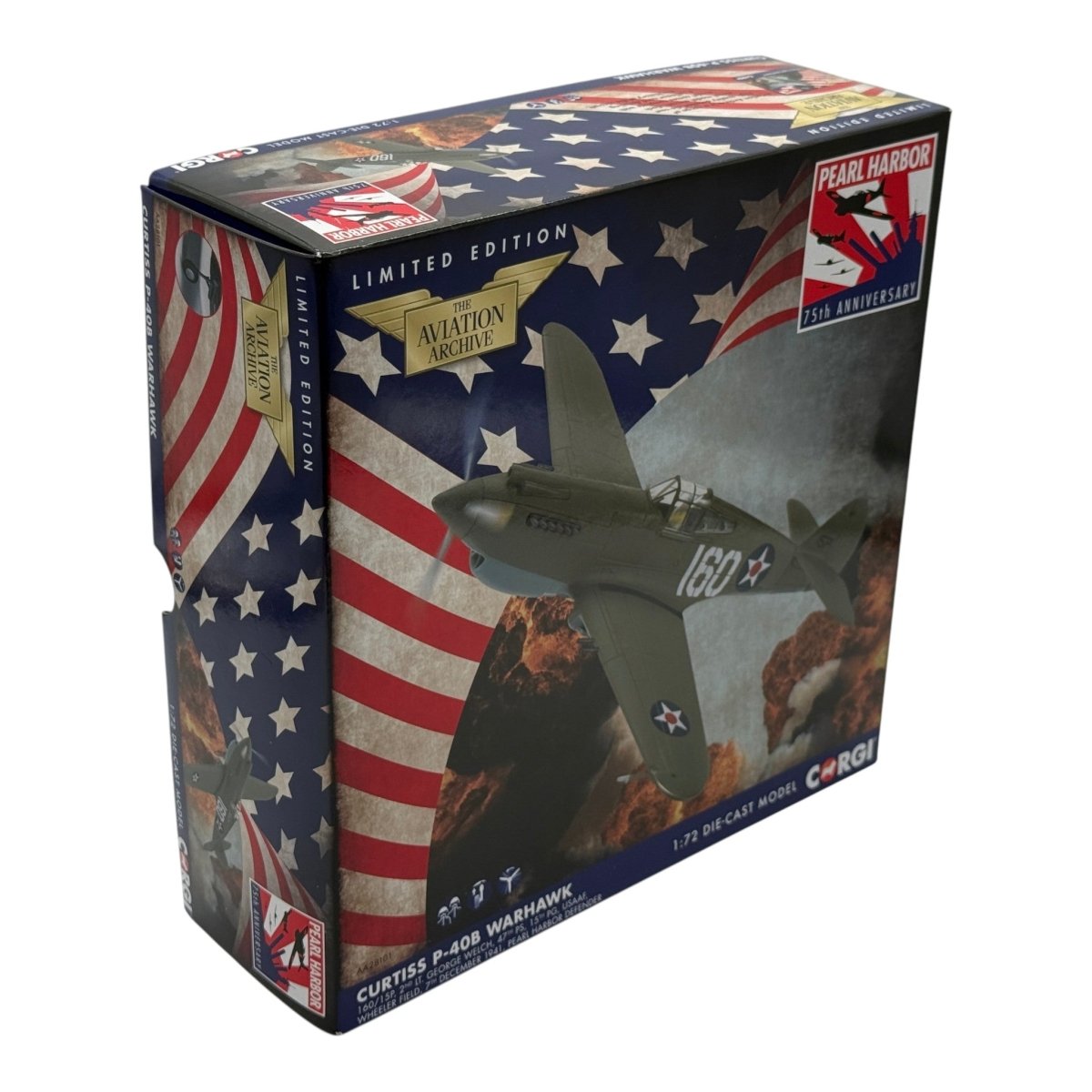 Corgi AA28101 1:72 Curtiss P-40B Warhawk USAAF 47th PS White 160 George Welch Pearl Harbor 1941 - Corgi