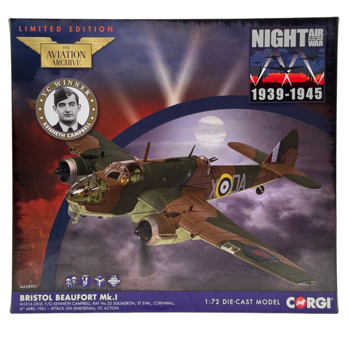 Corgi AA28901 1:72 Bristol Beaufort Mk.I N1016 OA-X F/O Kenneth Campbell VC 1941 - Corgi