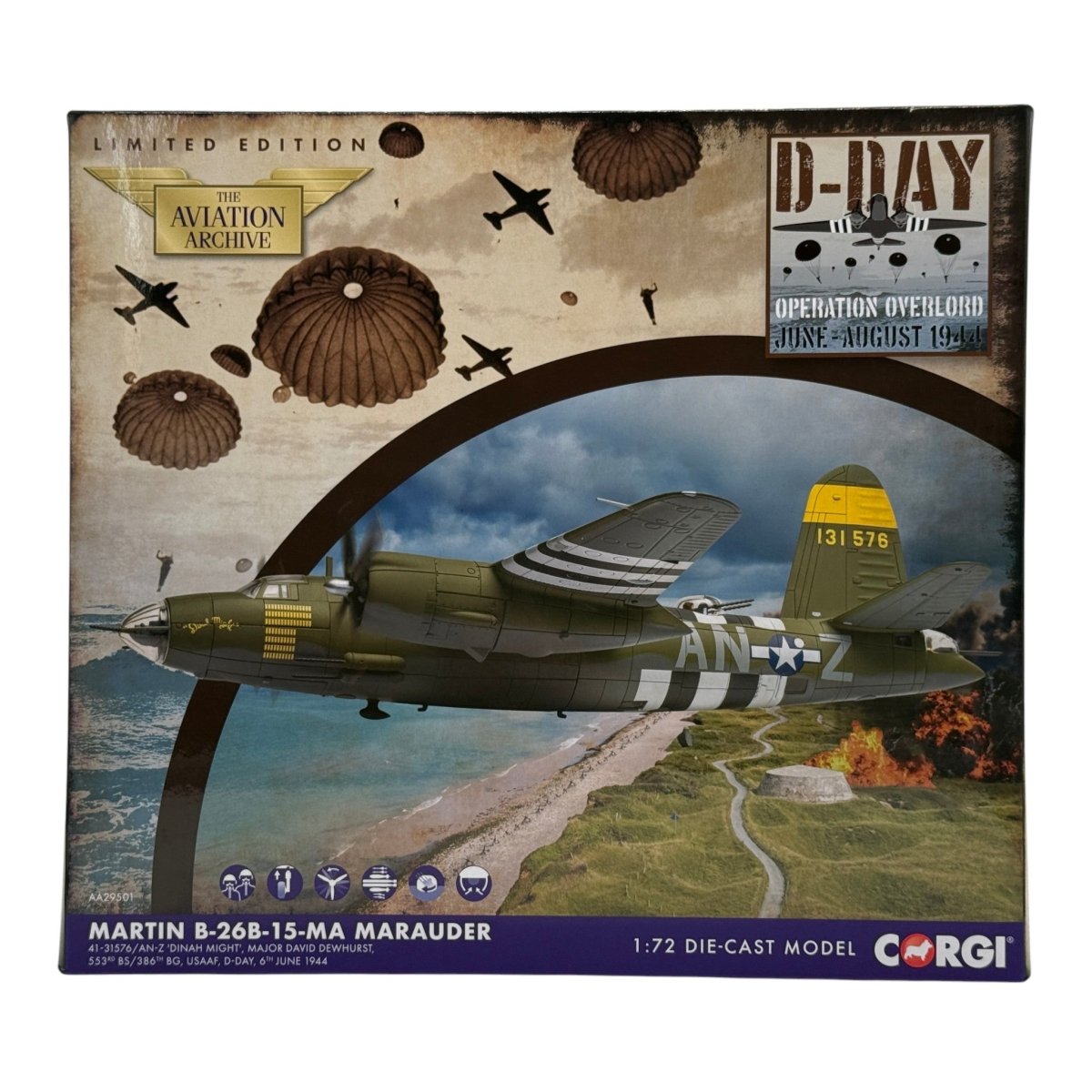 Corgi AA29501 1:72 Martin B-26B Marauder USAAF 386th BG 553rd BS Dinah Might D-Day 1944 - Corgi