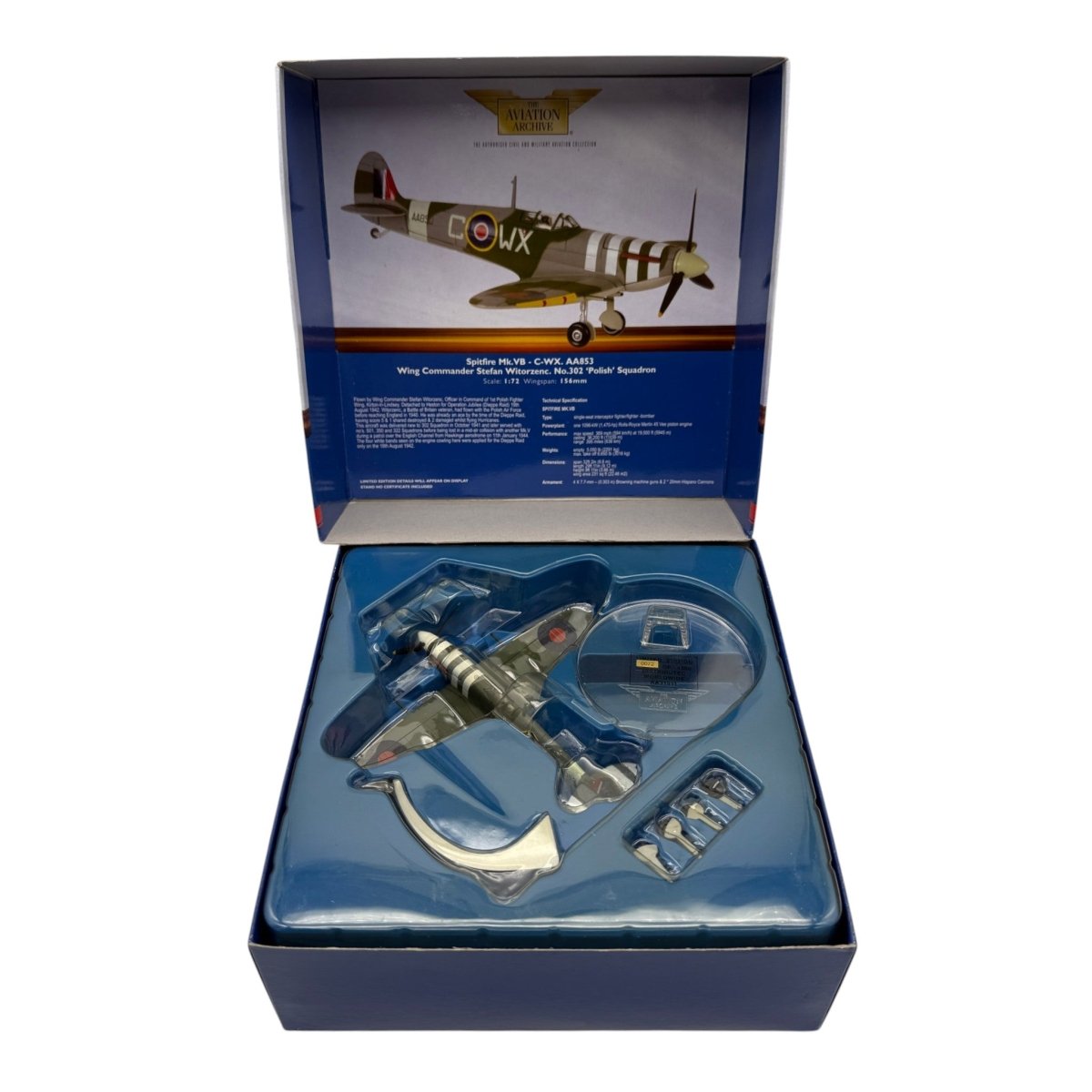 Corgi AA31911 1:72 Supermarine Spitfire Mk Vb WX-C Stefan Witorzeńc 302 Polish Sqn - Corgi