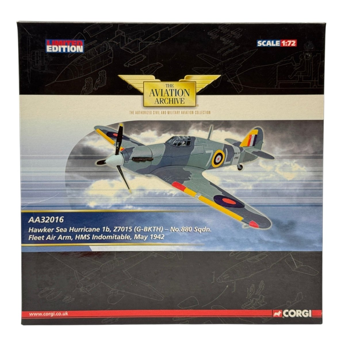 Corgi AA32016 1:72 Hawker Sea Hurricane Mk Ib Z7015 880 NAS HMS Indomitable 1942 - Corgi