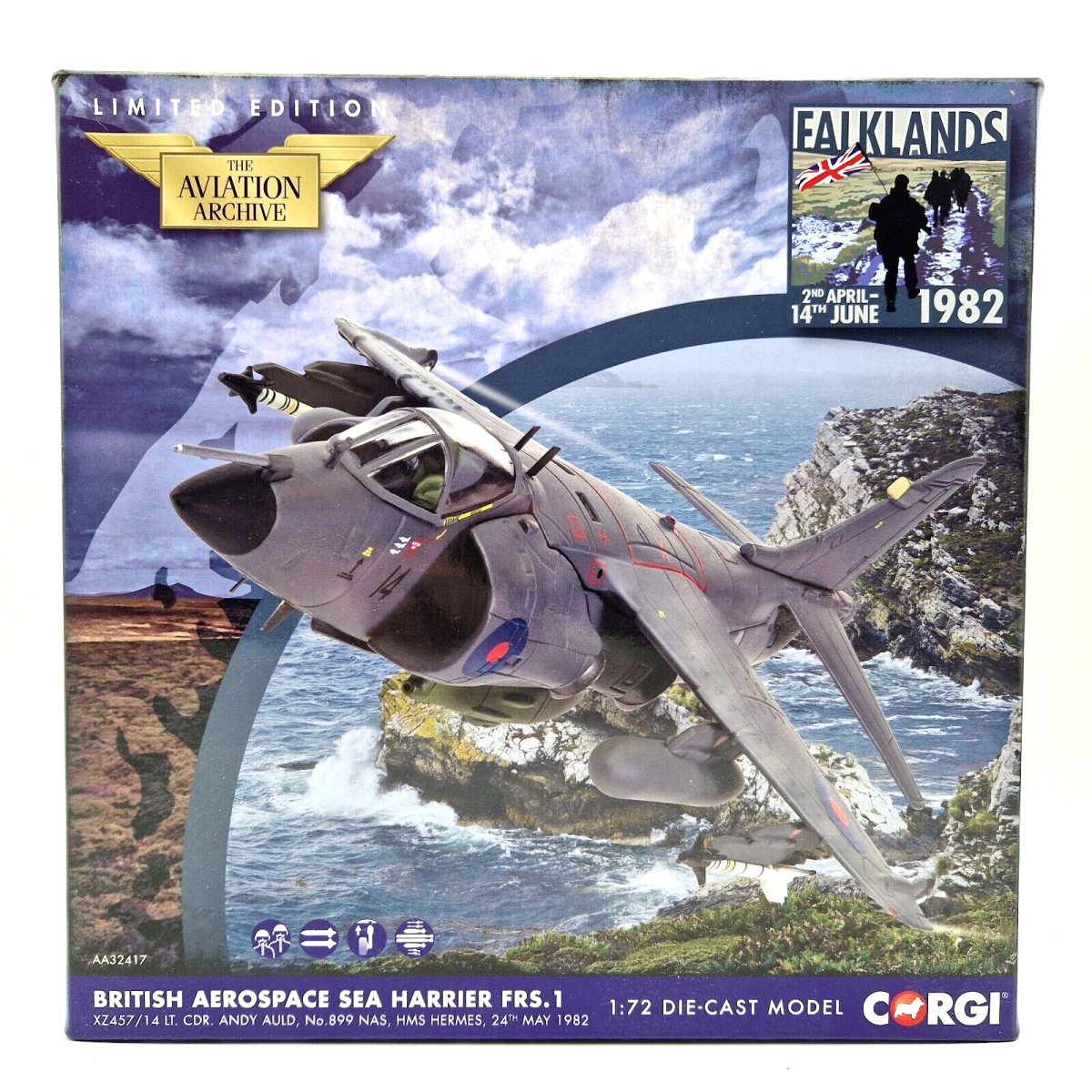 Corgi Aviation Archive 1:72 BAE Sea Harrier Frs.1 HMS Hermes L/CDR Andy Auld 1982 AA32417 - Corgi