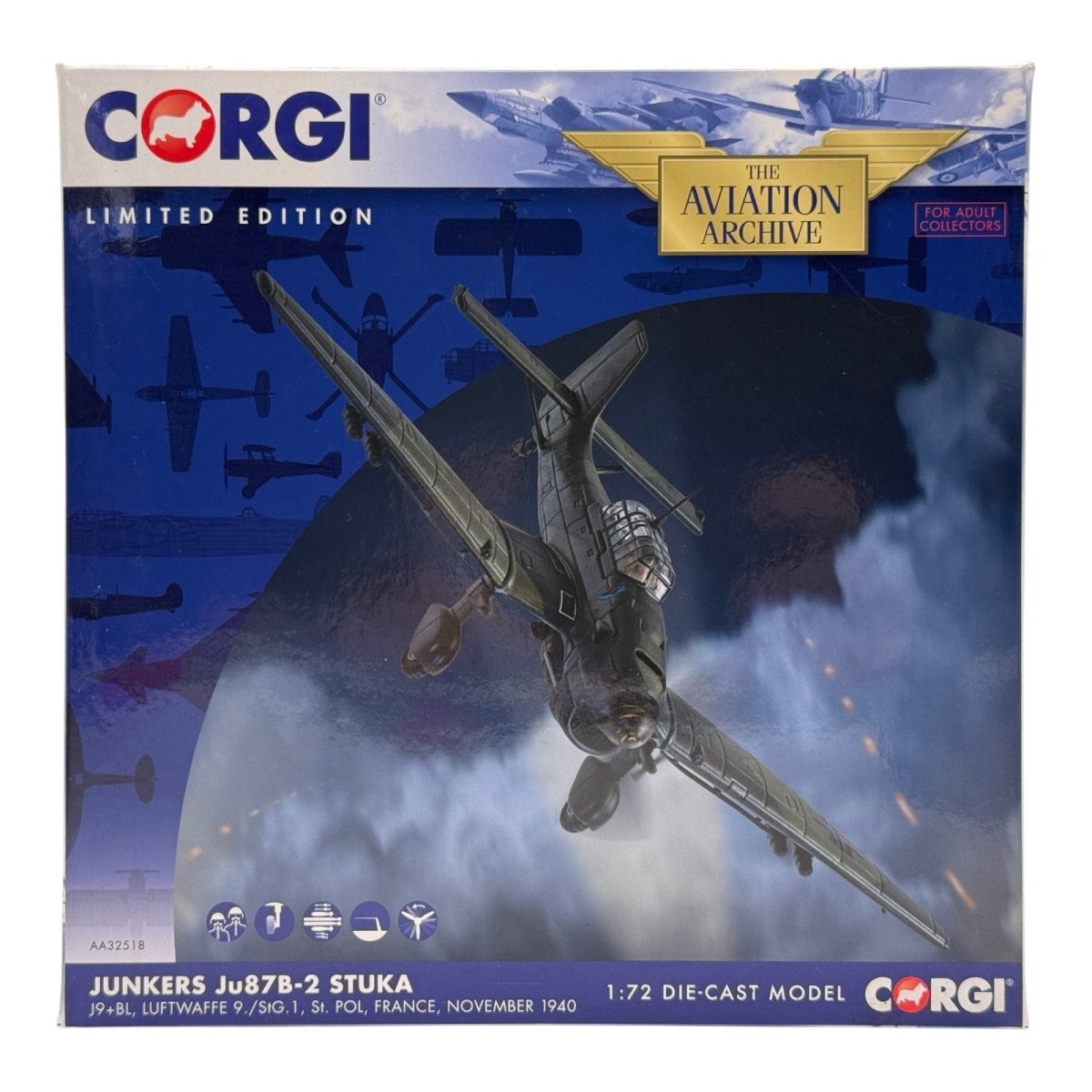 Corgi AA32518 1:72 Junkers Ju 87B Stuka J9+BL 9./StG 1 St. Pol France 1940 - Corgi