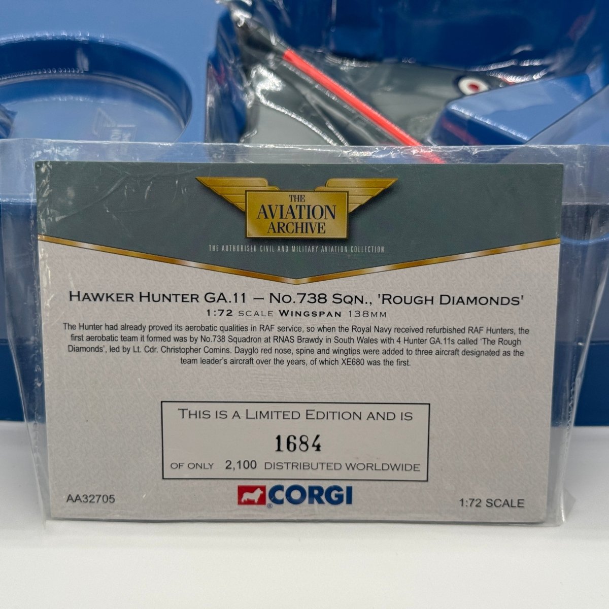 Corgi AA32705 1:72 Hawker Hunter GA.Mk 11 RNFAA No.738 NAS Rough Diamonds XE680 RAF Brawdy Wales - Corgi