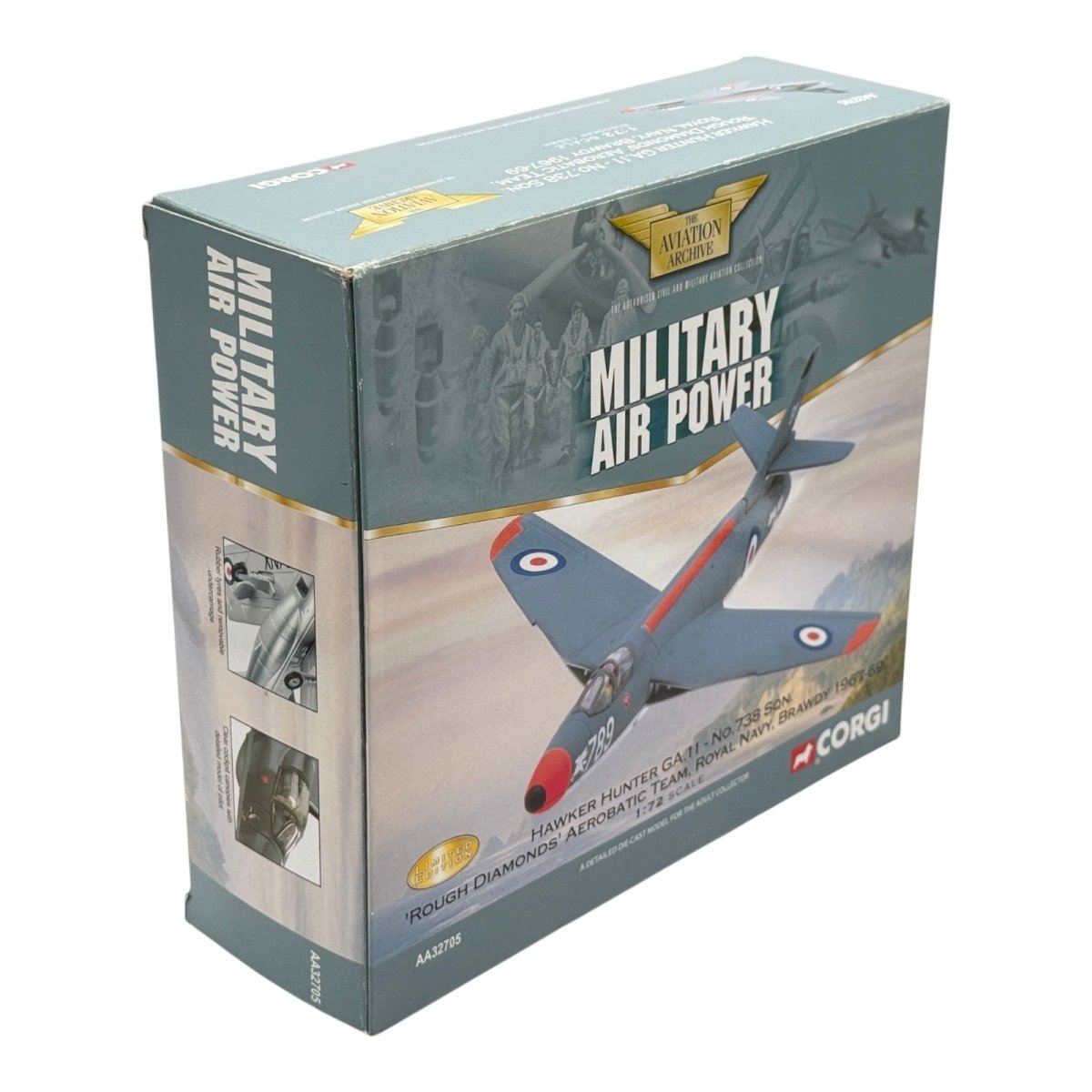 Corgi AA32705 1:72 Hawker Hunter GA.Mk 11 RNFAA No.738 NAS Rough Diamonds XE680 RAF Brawdy Wales - Corgi