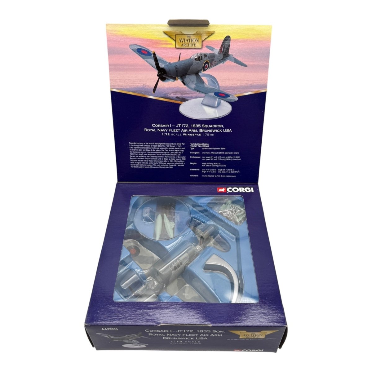 Corgi AA33003 1:72 Vought F4U Corsair RNFAA No.1835 NAS Brunswick 1943 - Corgi