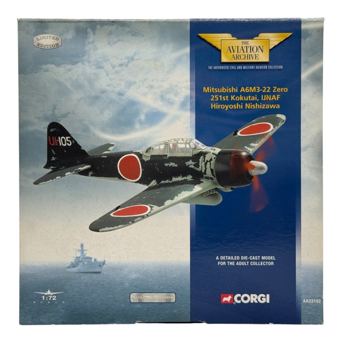 Corgi AA33102 1:72 Mitsubishi A6M3 Zero-Sen IJNAS 251st Kokutai UI-105 Hiroyoshi Nishizawa - Corgi