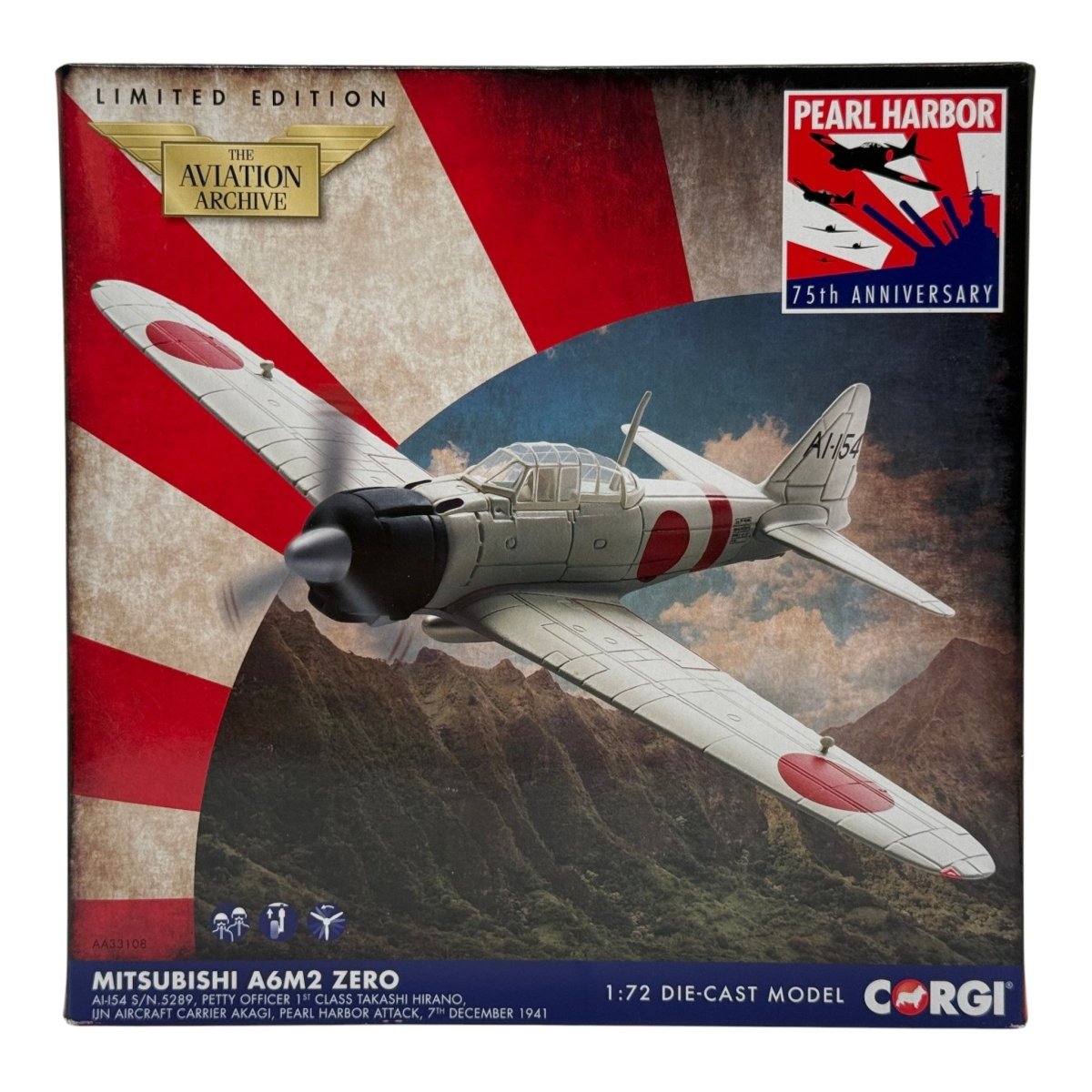 Corgi AA33108 1:72 Mitsubishi A6M2 Zero-Sen IJN AI-154 Takashi Hirano Pearl Harbor 1941 - Corgi