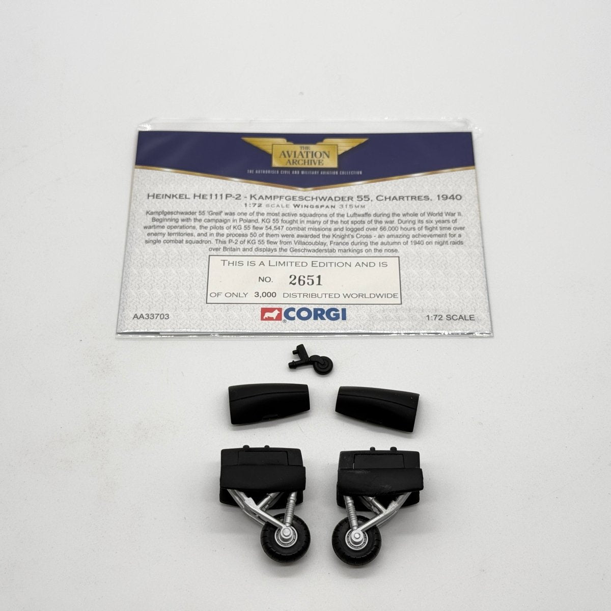 Corgi AA33703 1:72 Heinkel He 111P-2 Luftwaffe KG 55 Greif Chartres Battle of Britain 1940 - Corgi