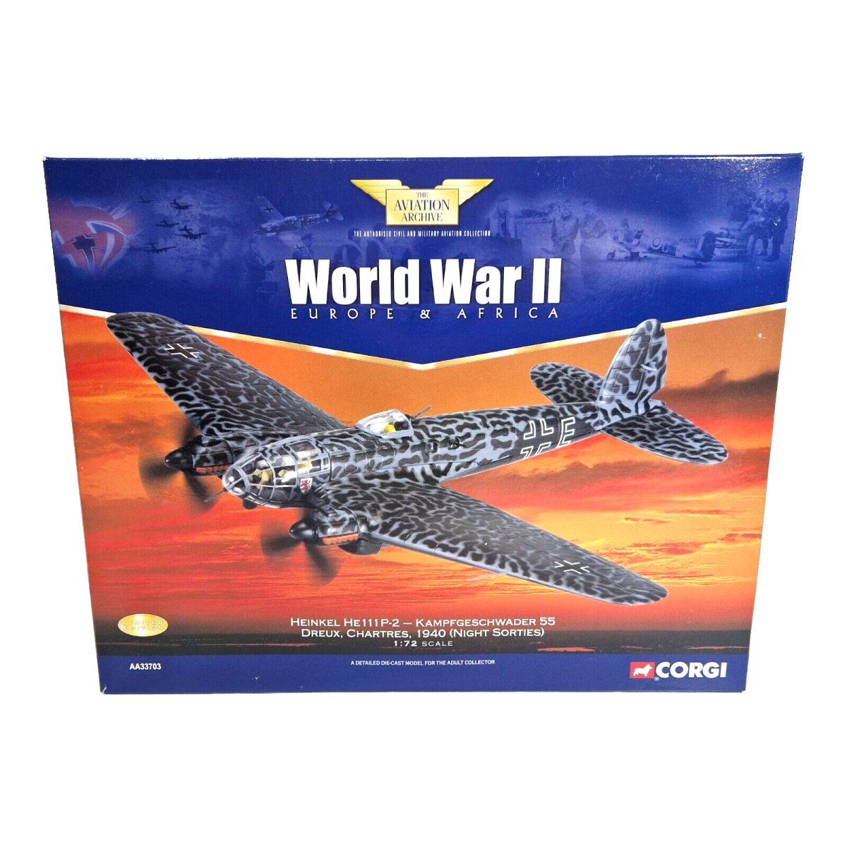 Corgi Aviation Archive 1:72 Heinkel 111 P - 2 Kampfgeschwader 55 Dreux 1940 (Night Sorties) AA33703 - Corgi