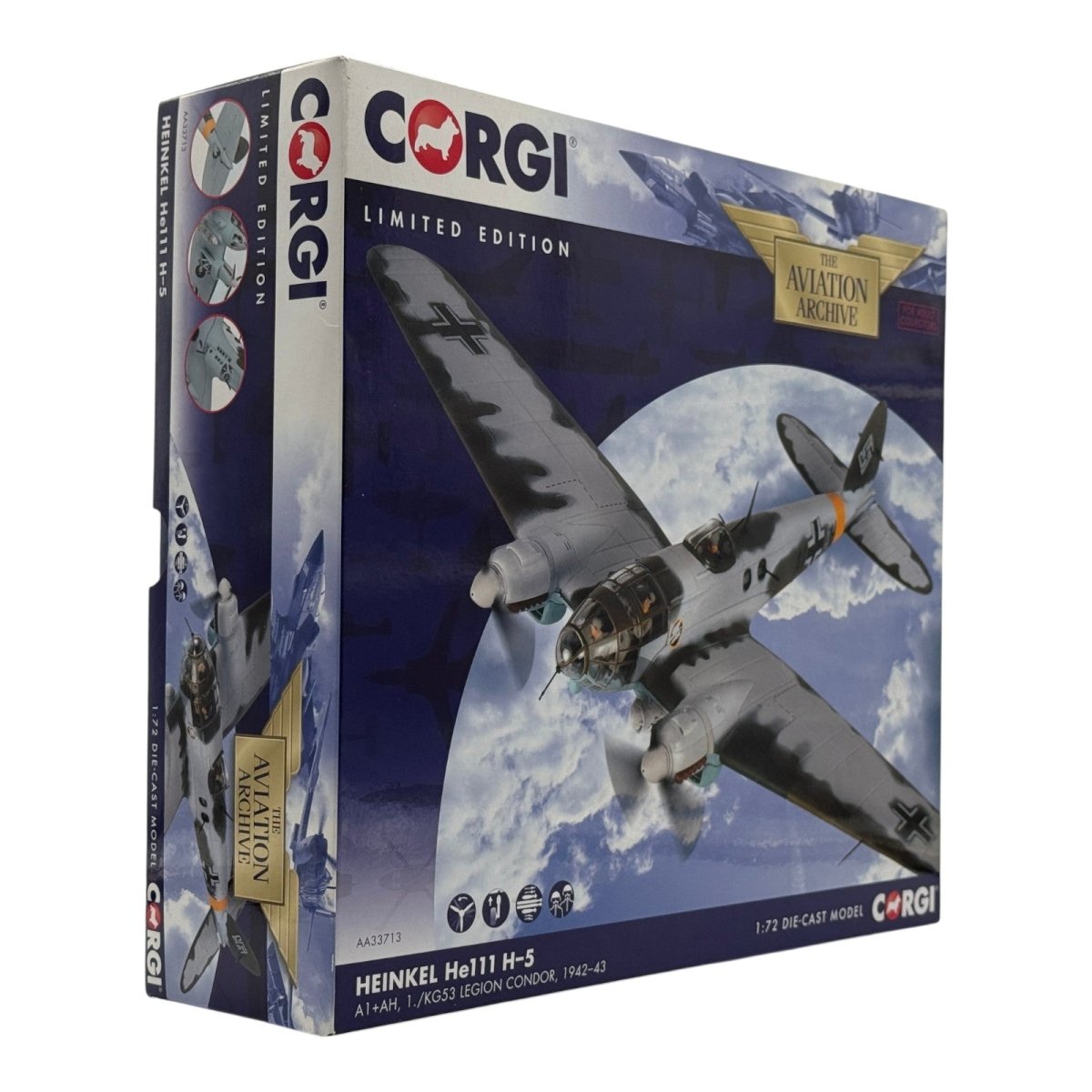 Corgi AA33713 1:72 Heinkel He 111H-5 Luftwaffe 1./KG 53 Condorlegion *ISSUES* - Corgi
