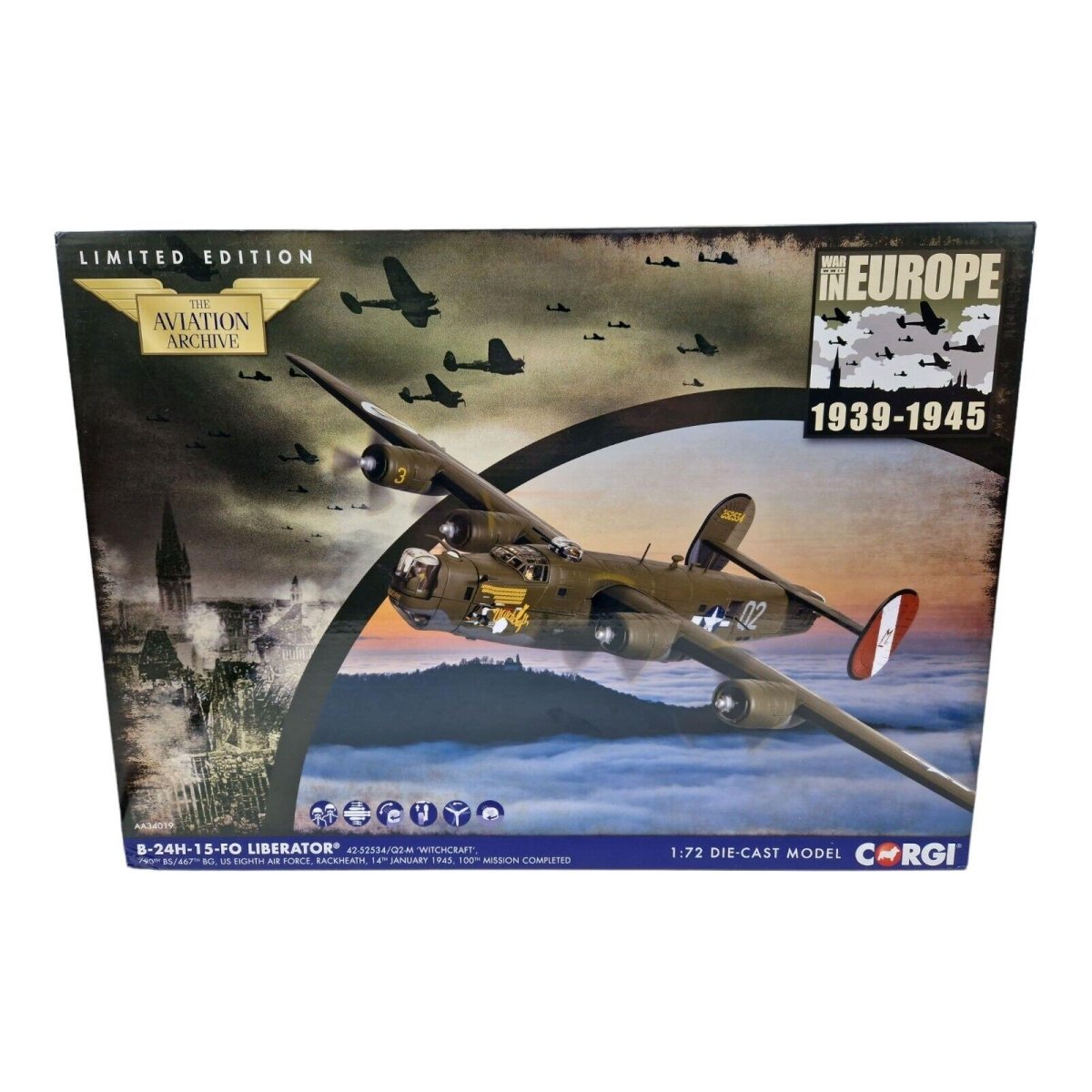 Corgi Aviation Archive 1:72 B - 24H Liberator 'WITCHCRAFT' Diecast AA34019 - Corgi
