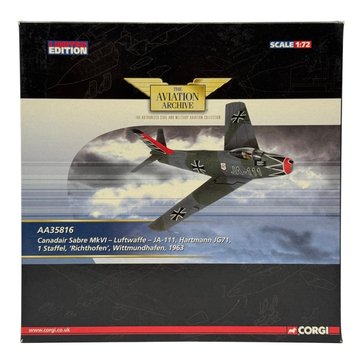 Corgi AA35816 1:72 Canadair Sabre Mk 6 Luftwaffe JG 71 Hartmann JA - 111 - Corgi