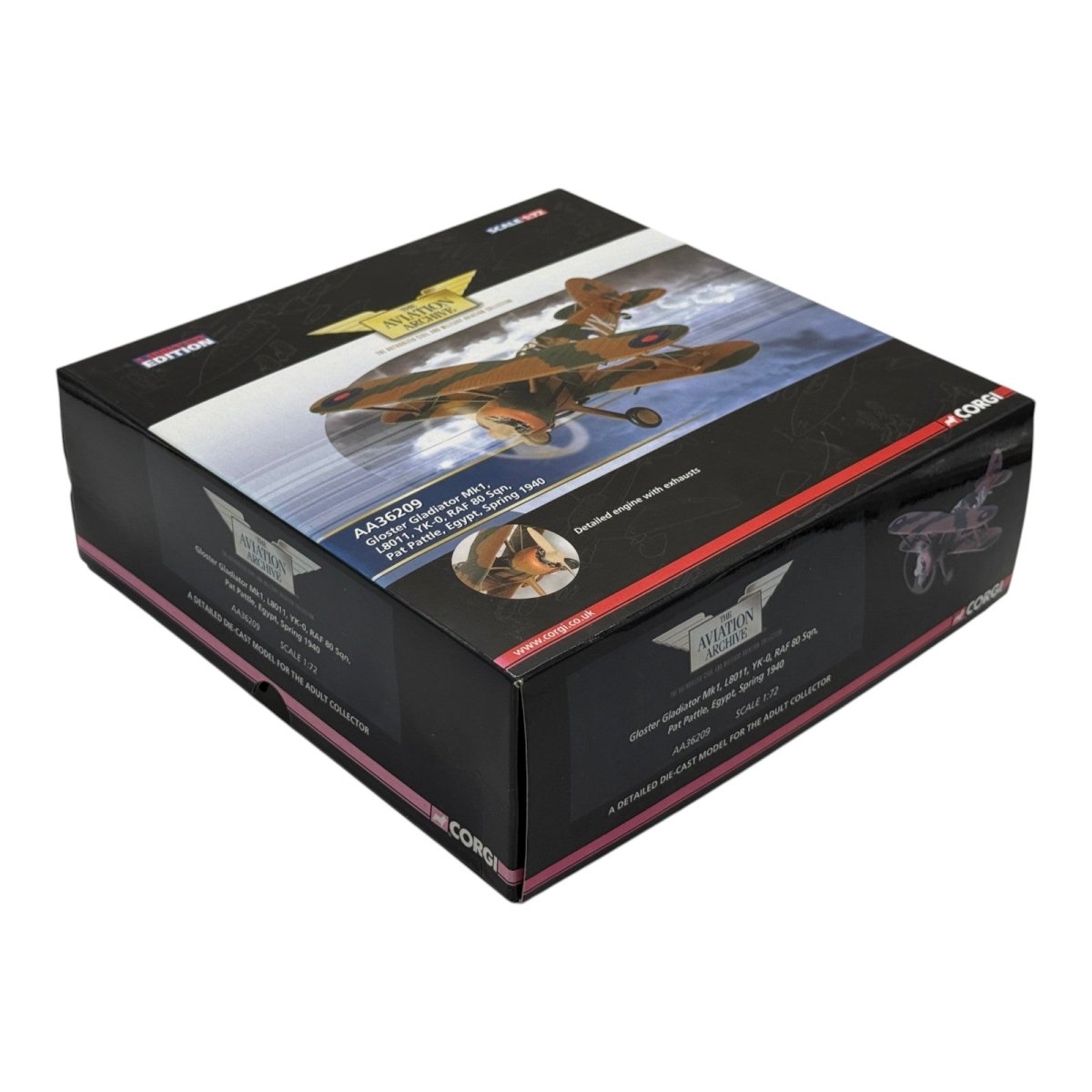 Corgi AA36209 1:72 Gloster Gladiator Mk I RAF No.80 Sqn YK-O L8011 Pat Pattle Egypt 1940 - Corgi