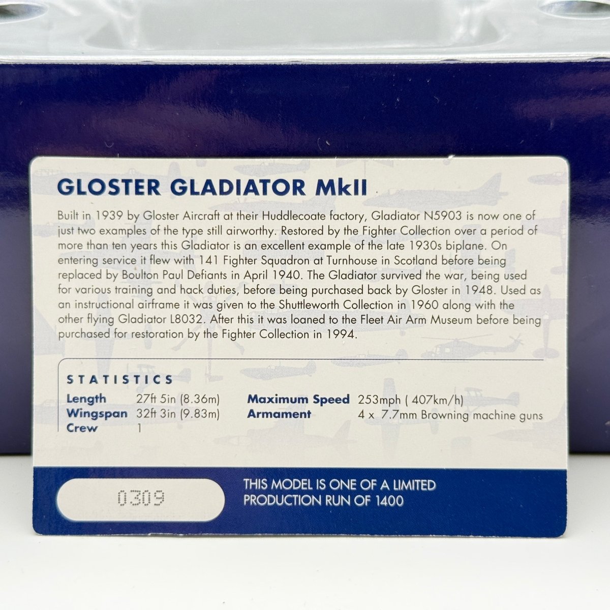 Corgi AA36210 1:72 Gloster Gladiator Mk II G-GLAD The Fighter Collection Duxford 2013 - Corgi