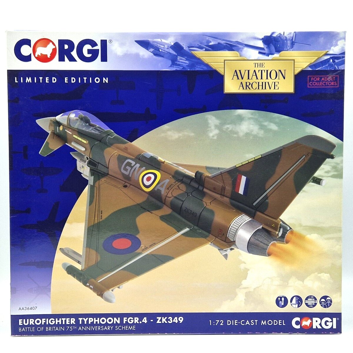 Corgi Aviation Archive 1:72 Eurofighter Typhoon FGR.4 Battle Of Britain 75th Anniversary Scheme AA36407 - Corgi