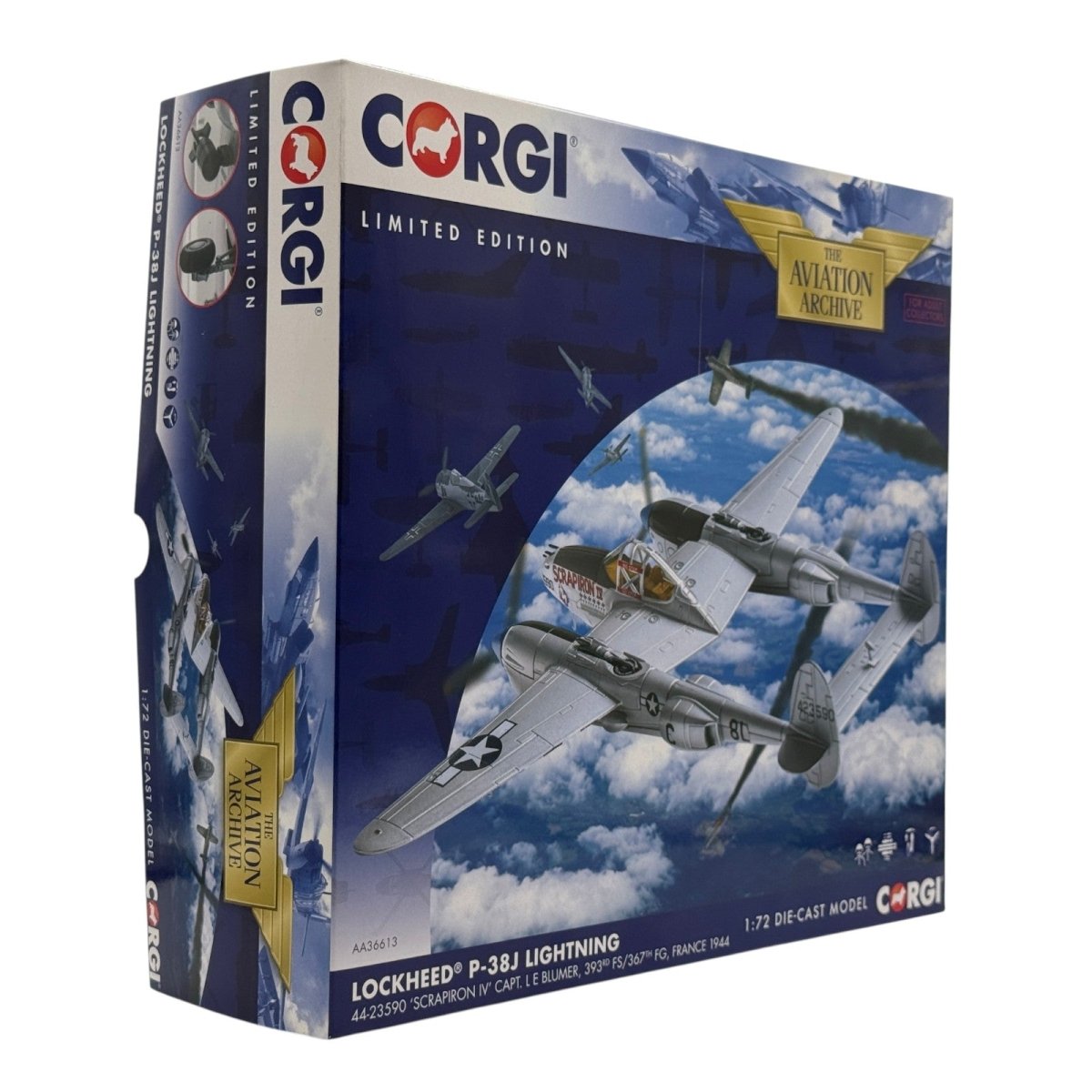 Corgi AA36613 1:72 Lockheed P-38J Lightning USAAF 367th FG Scrapiron IV 1944 - Corgi