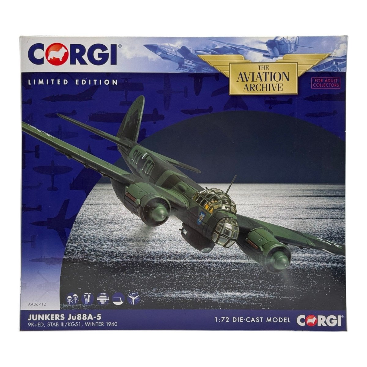 Corgi AA36712 1:72 Junkers Ju 88A-5 9K+ED Stab III./KG 51 1940 - Corgi