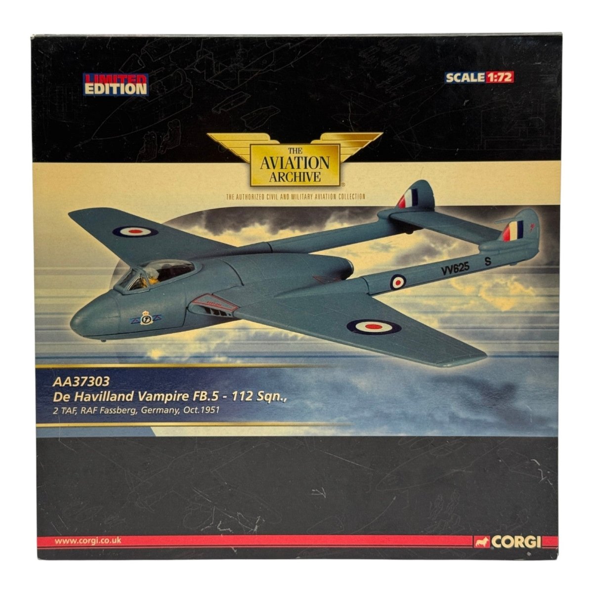 Corgi AA37303 1:72 de Havilland Vampire FB.Mk 5 RAF No.112 Sqn Fassberg 1951 - Corgi