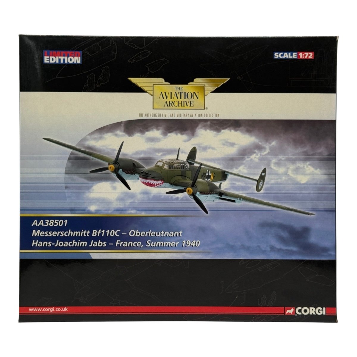 Corgi AA38501 1:72 Messerschmitt Bf 110C Luftwaffe ZG 76 Hans-Joachim Jabs 1940 - Corgi