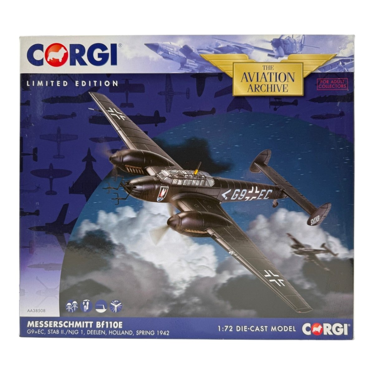 Corgi AA38508 1:72 Messerschmitt Bf 110E G9+EC II./NJG 1 Deelen 1942 - Corgi