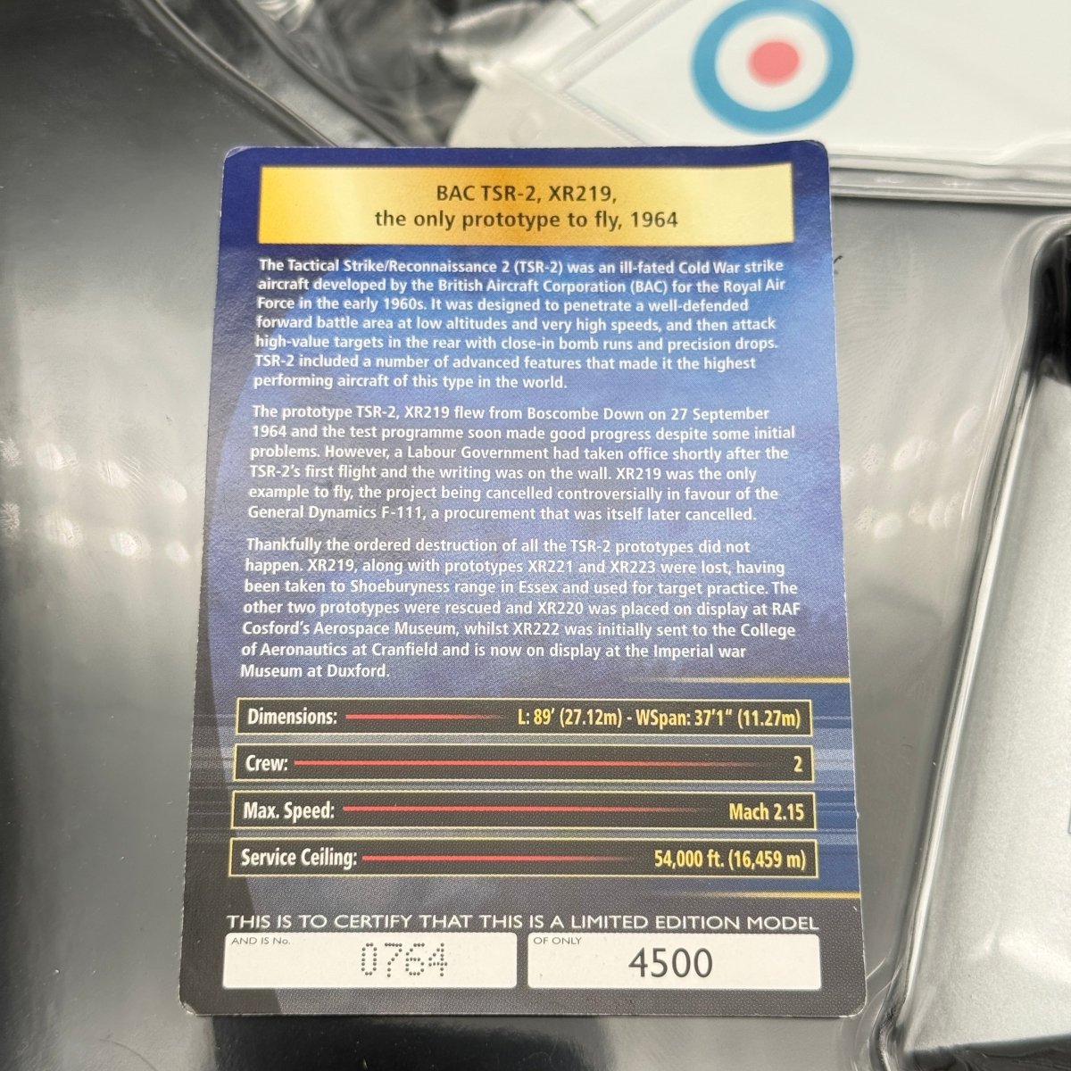 Corgi AA38601 1:72 BAC TSR.2 Prototype 1 XR219 A&AEE Boscombe Down 1964 - Corgi