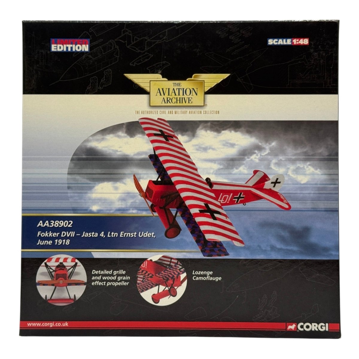 Corgi AA38902 1:48 Fokker D.VII Luftstreitkräfte Jasta 4 Ernst Udet June 1918 - Corgi