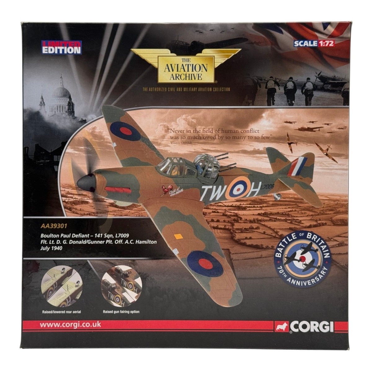 Corgi AA39301 1:72 Boulton Paul Defiant Mk I RAF No.141 Sqn Cock o the North - Corgi
