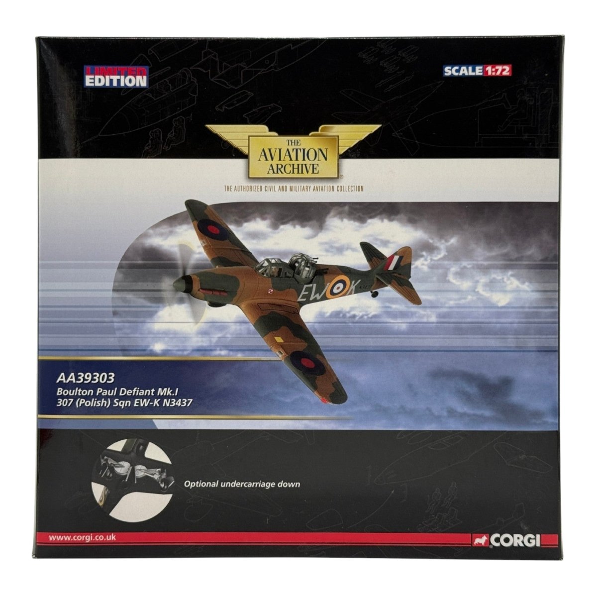 Corgi AA39303 1:72 Boulton Paul Defiant Mk I RAF No.307 Polish Sqn N3437 Kirton-in-Lindsey 1940 - Corgi