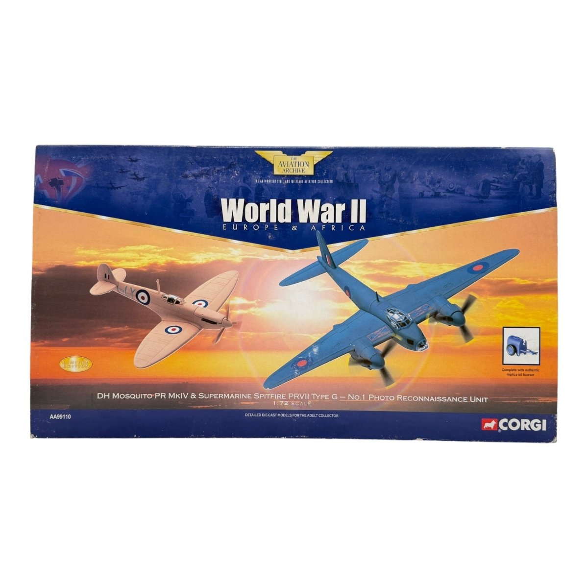 Corgi AA99110 1:72 RAF No.1 PRU Reconnaissance Set Mosquito PR.IV DZ473 and Spitfire PR.VII R7059 RAF Benson - Corgi