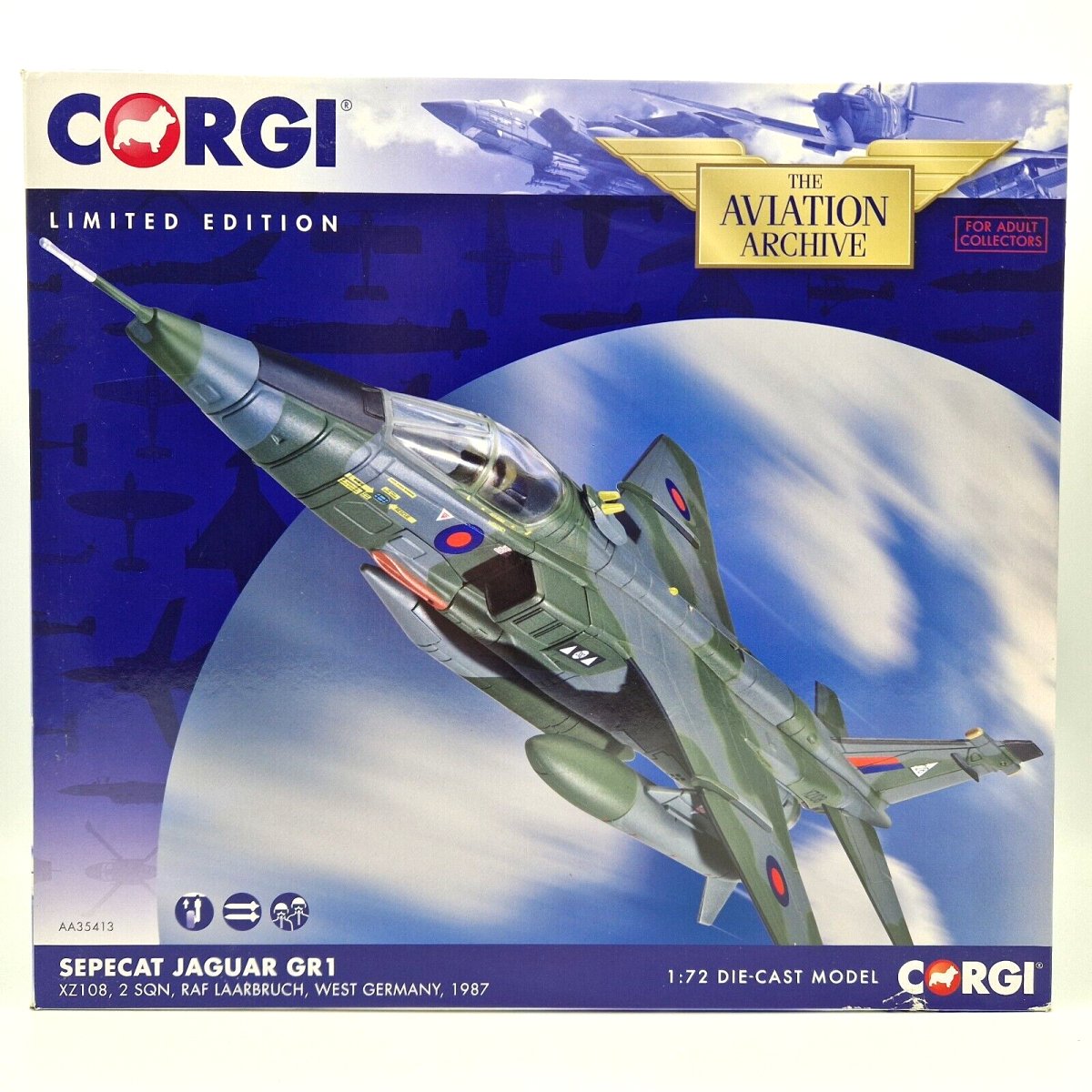 Corgi Aviation Archive 1:72 Sepecat Jaguar Gr1 2 Sqn Raf Laarbruch 1987 AA35413 - Corgi
