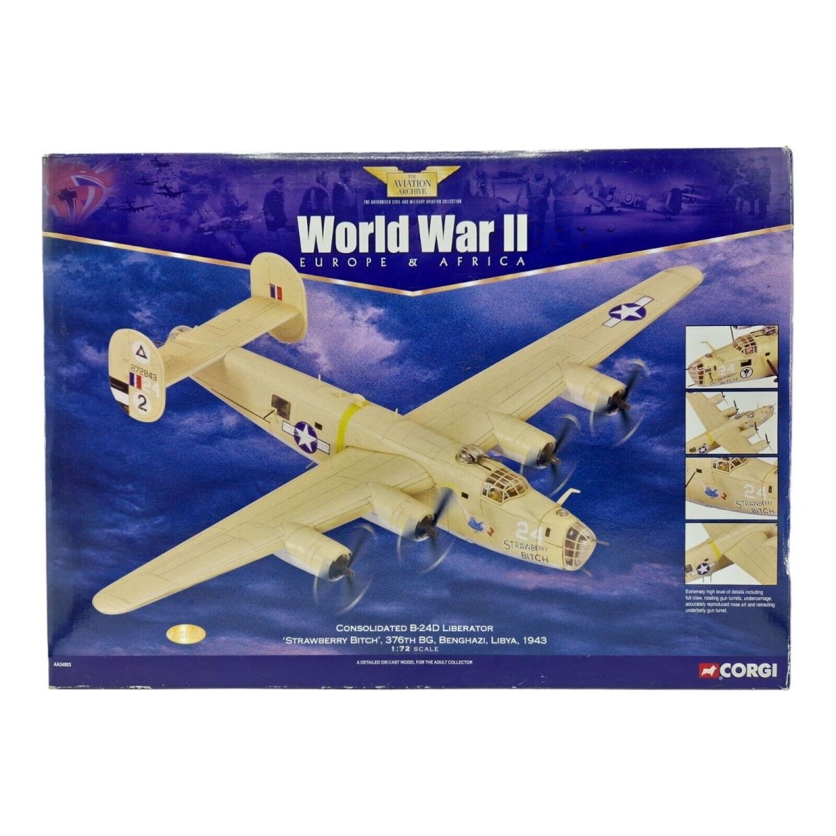 Corgi Aviation Archive 1:72 Consolidated B - 24D Liberator 'Strawberry Bitch' 376th BG 1943 AA34003 - Corgi