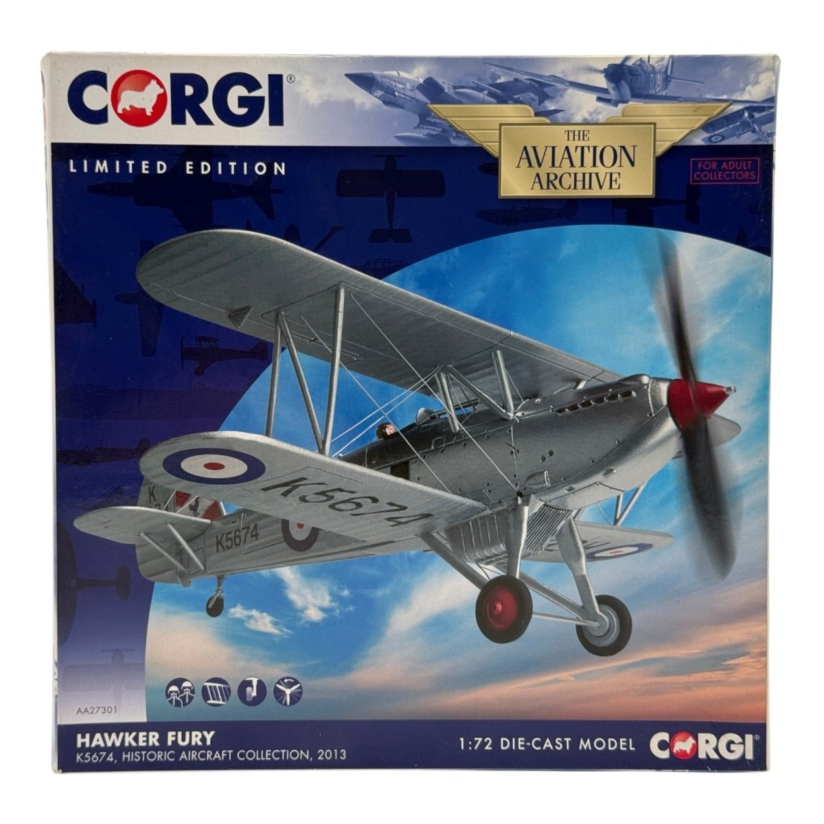 Corgi Aviation AA27301 1:72 Hawker Fury Mk I Historic Aircraft K5674 - Corgi
