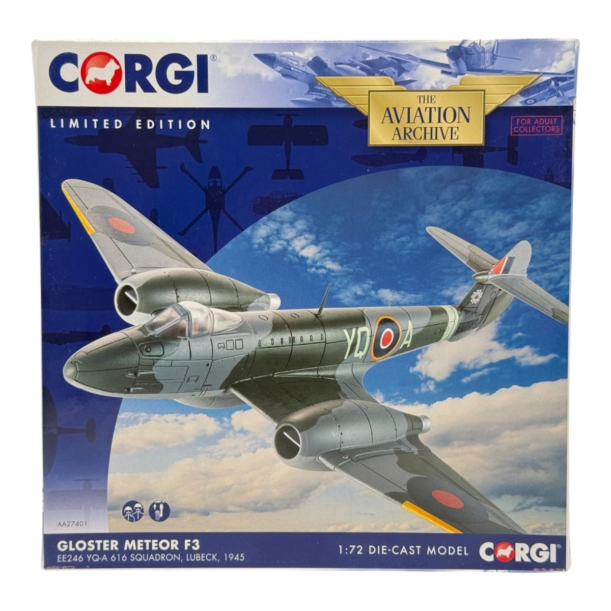 Corgi Aviation AA27401 1:72 Gloster Meteor F.Mk 3 No.616 Sqn EE246 1945 - Corgi