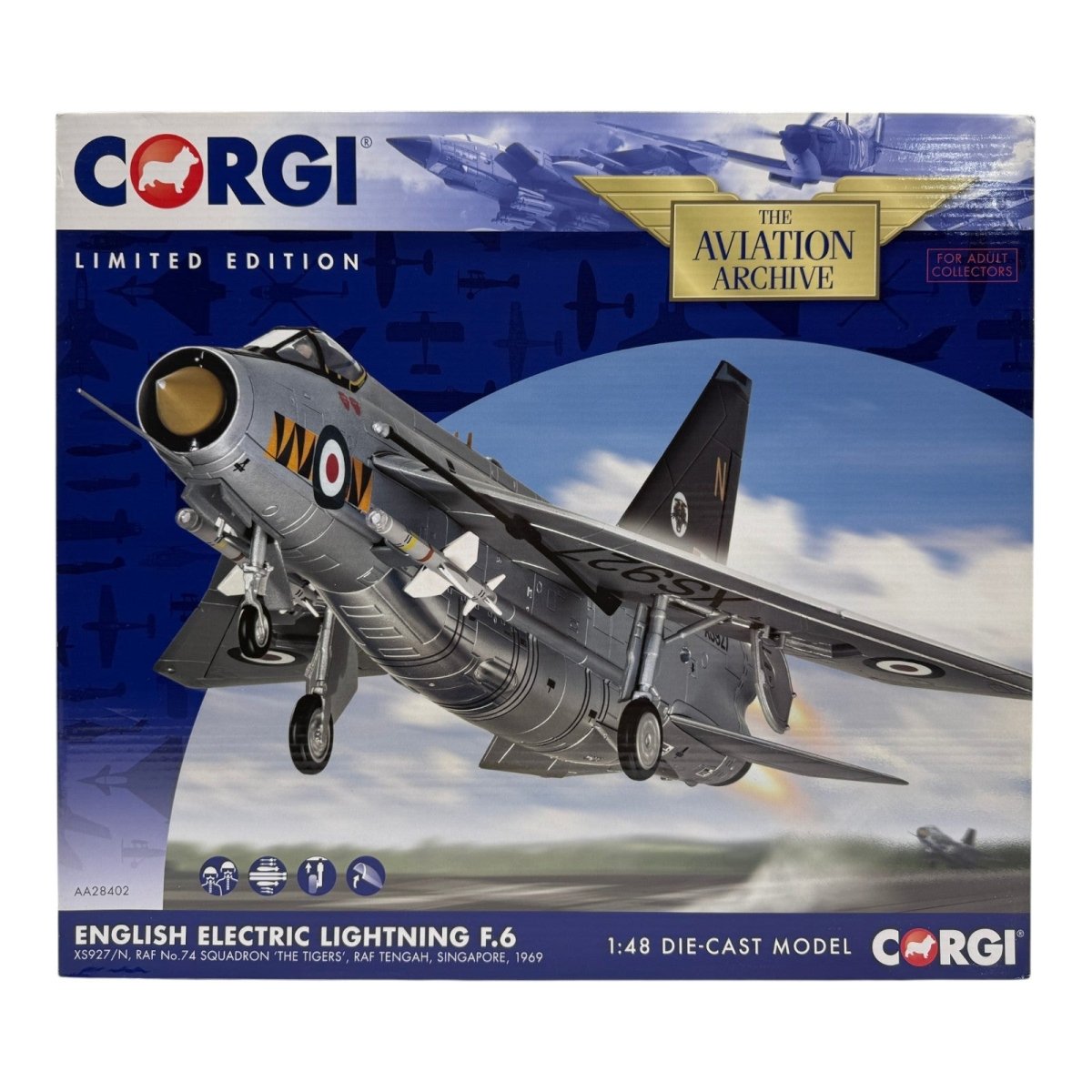 Corgi Aviation AA28402 1:48 English Electric Lightning F.Mk 6 RAF No.74 Sqn - Corgi