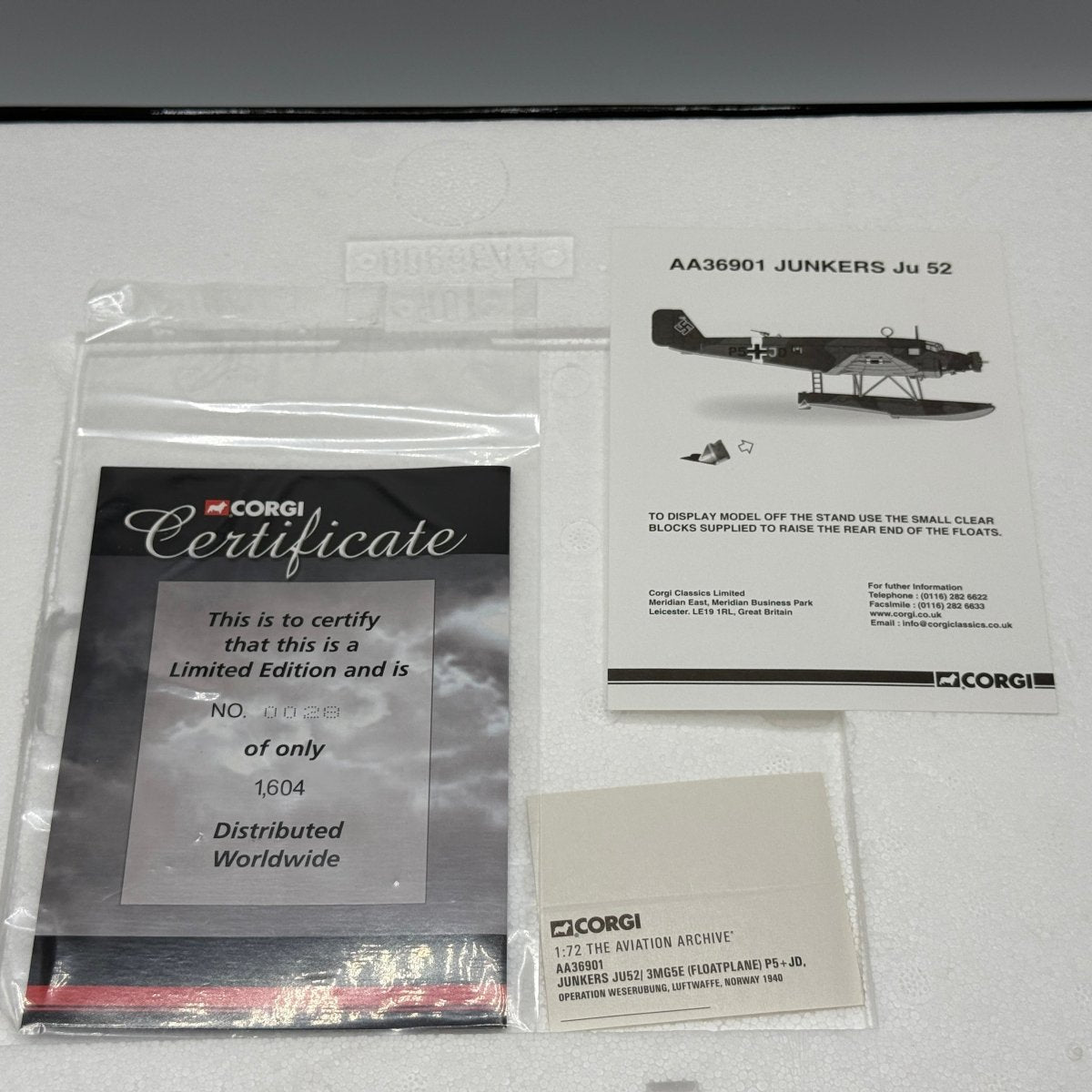 Corgi Aviation AA36901 1:72 Junkers Ju 52 Luftwaffe Norway Operation Weserubung - Corgi