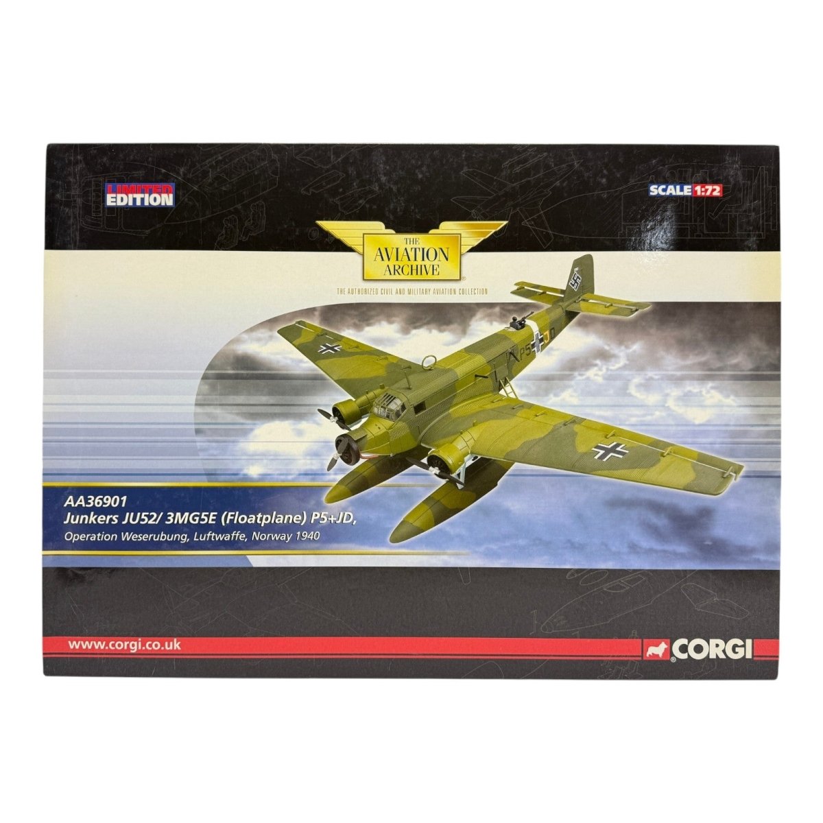 Corgi Aviation AA36901 1:72 Junkers Ju 52 Luftwaffe Norway Operation Weserubung - Corgi