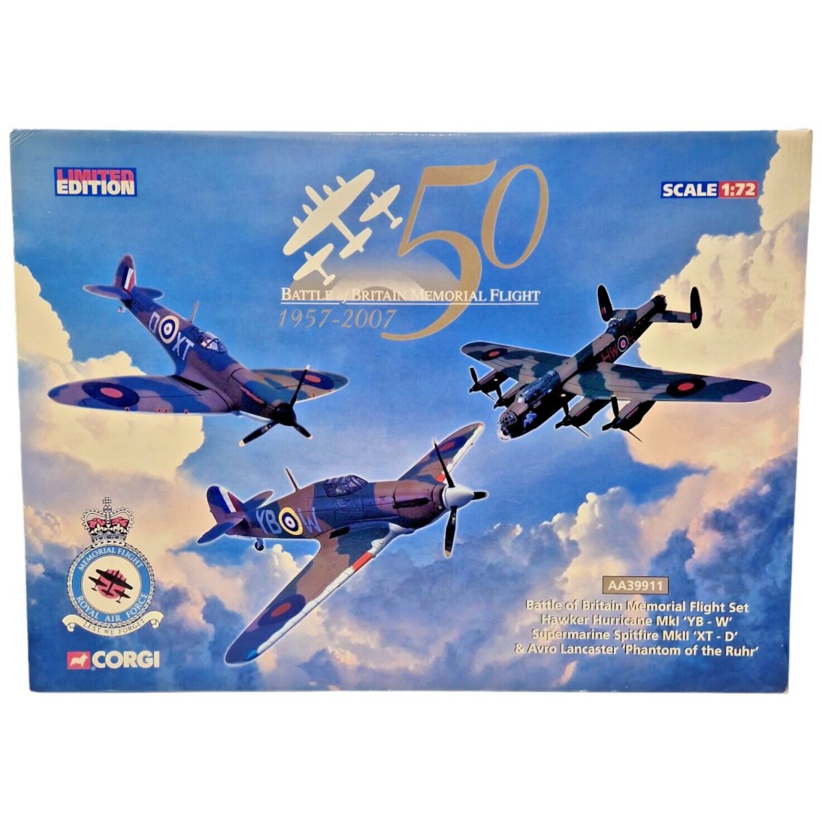 Corgi Aviation Archive 1:72 Battle Of Britain Memorial Flight Set 2007 Diecast AA39911 - Corgi