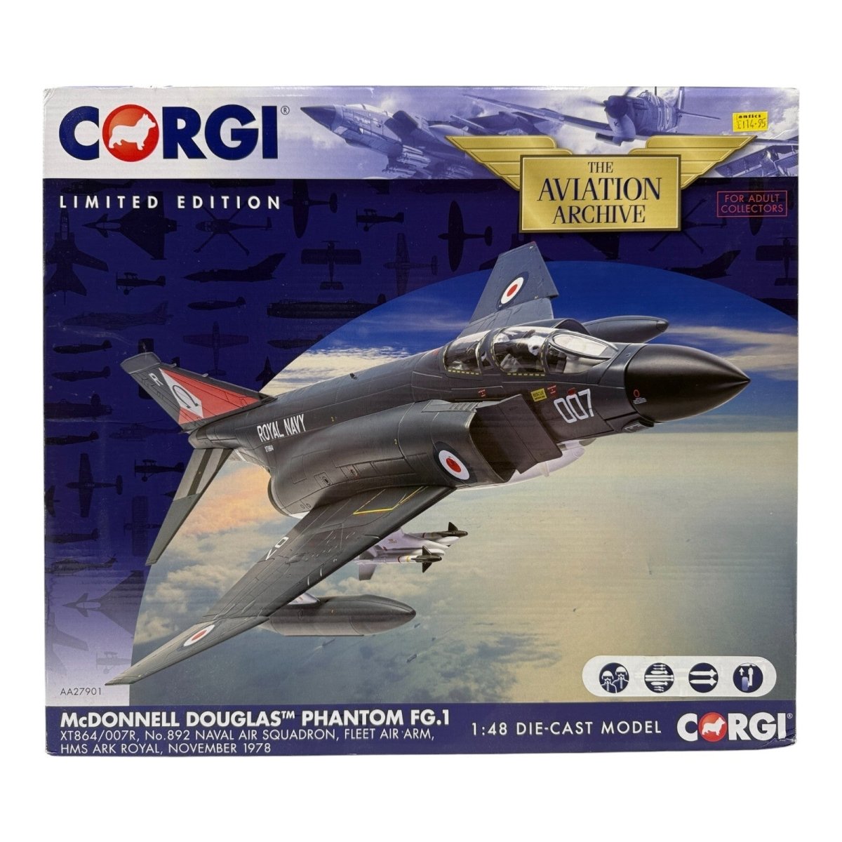 Corgi Aviation Archive 1:48 Phantom FG.1, 892 Sqn, HMS Ark Royal 1978, AA27901 - Corgi