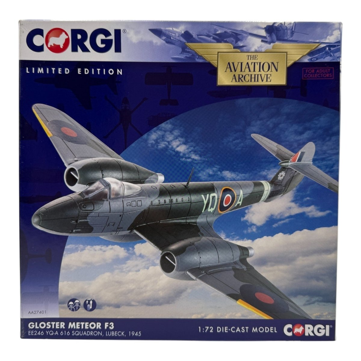Corgi Aviation Archive 1:72 AA27401 Gloster Meteor F3, 616 Squadron, Lubeck 1945 - Corgi